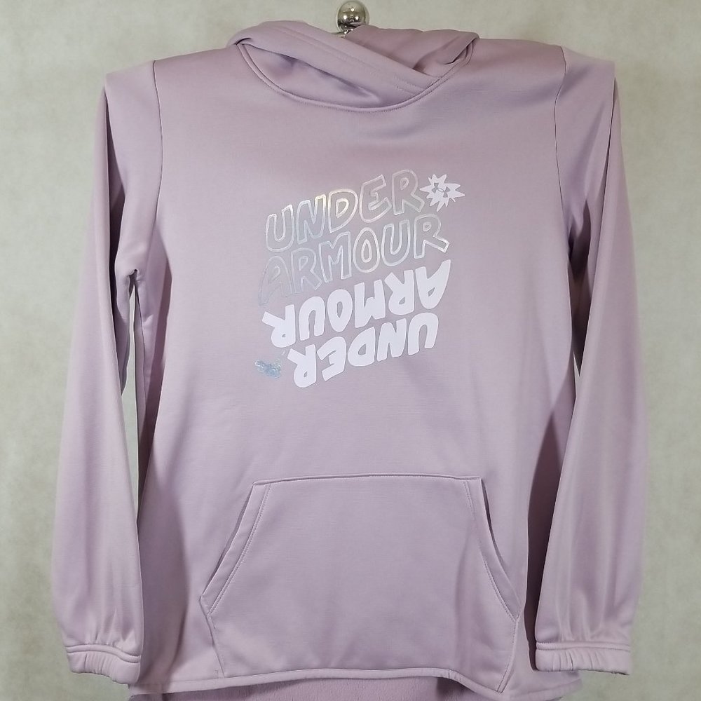 Under Armour  Pullover Hoodie Fleece‎ Sweatshirt  Purple With Logo  Girls Size L